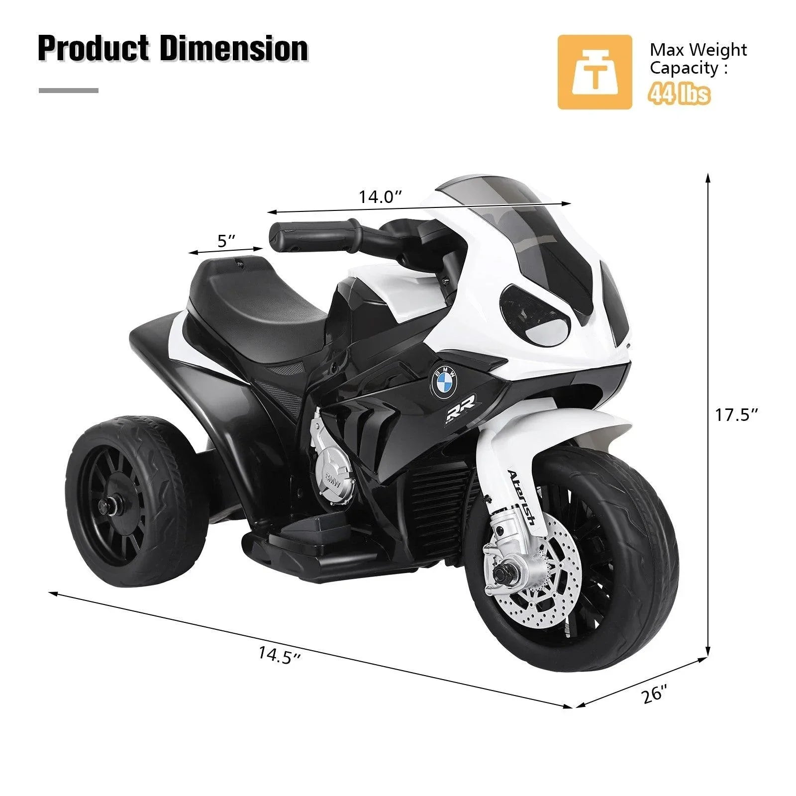 Electric Motorcycle TY327662BKA,BMW S1000 RR Children Battery Powers Trike,6V Kids 3 Wheels Riding - YOURISHOP.COM