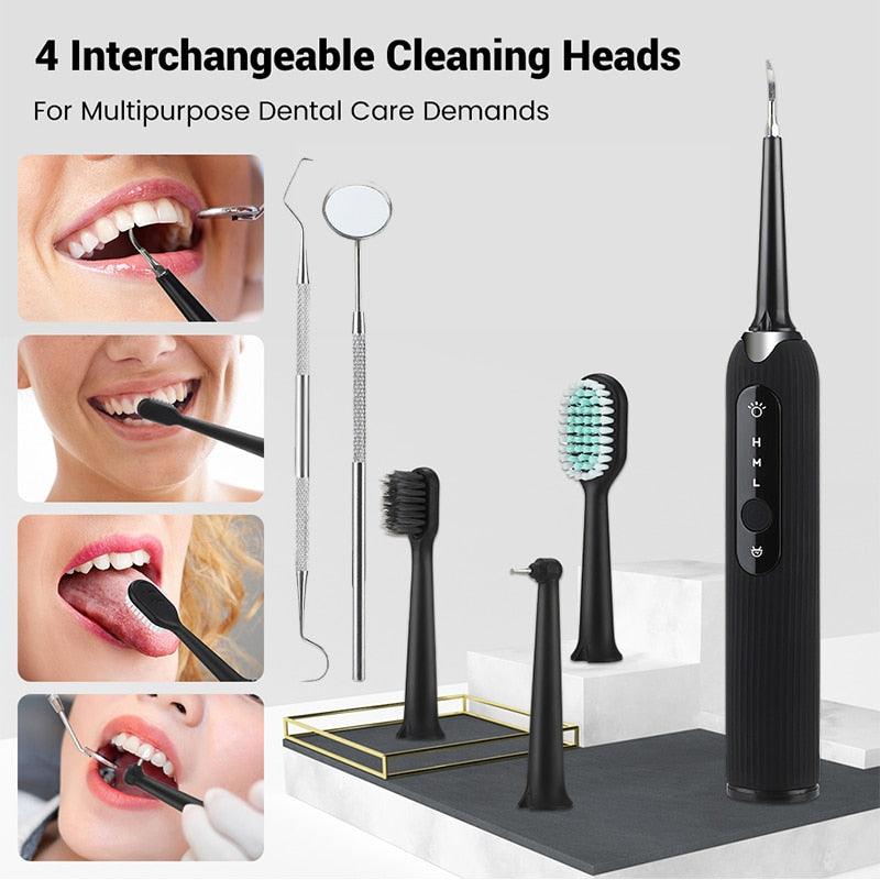 Electric Sonic Dental Scaler Tooth Calculus Remover Cleaner Tooth Stains Tartar Tool Replaceable Brush Head - YOURISHOP.COM