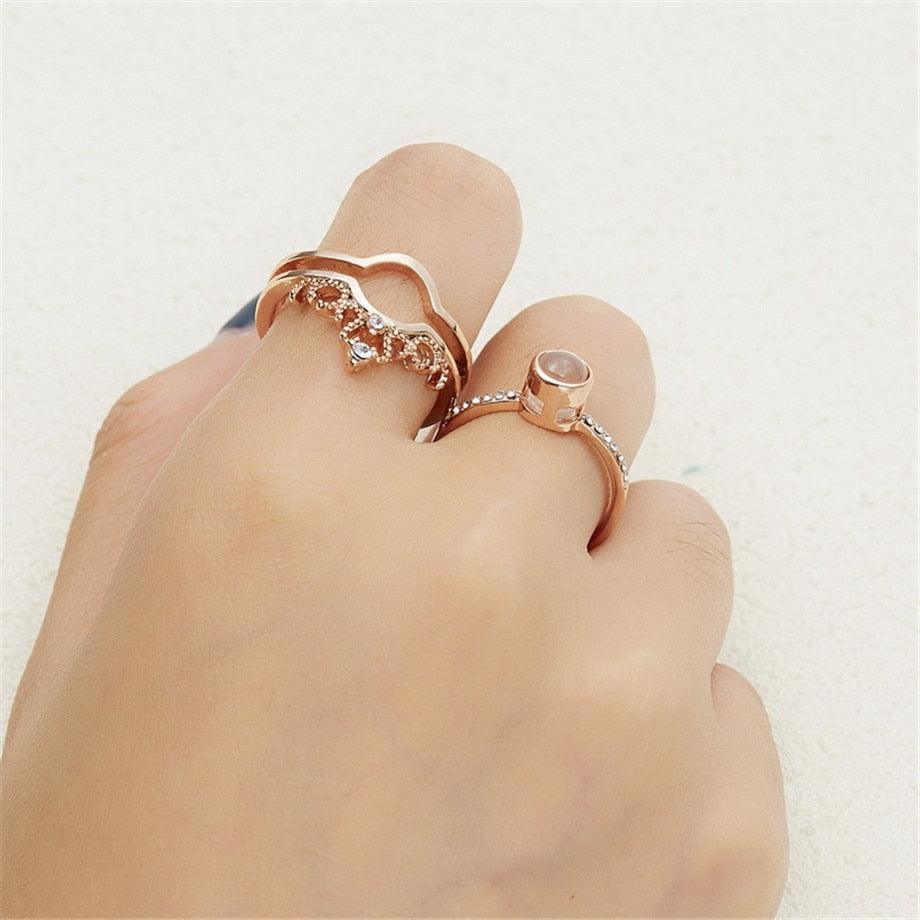 Engraved I LOVE YOU In 100 Languages Rings Rose Gold Fashion Romantic Love Memory Wedding Women Jewelry For Lover Gift - YOURISHOP.COM