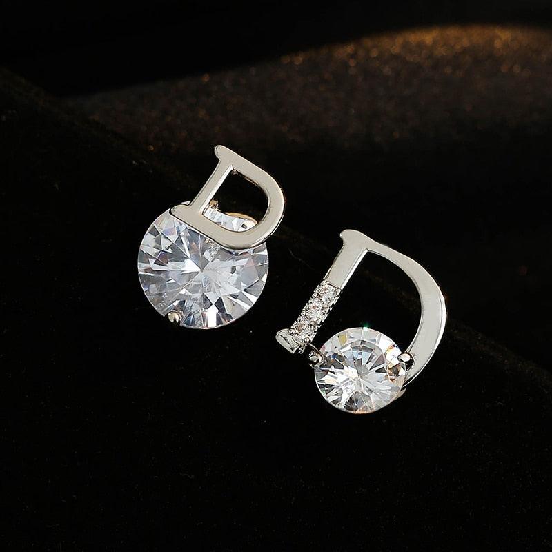 European and American personality shiny D letter asymmetric Earrings sexy party queen Earrings fashion trendsetter lady Earrings - YOURISHOP.COM