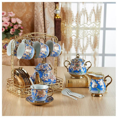European Ceramic Tea Cup And Saucer Set Chinese Ivory Gold bone china Coffee Cups Set Pot Creamer Sugar Bowl Teatime Teapot Mug - YOURISHOP.COM