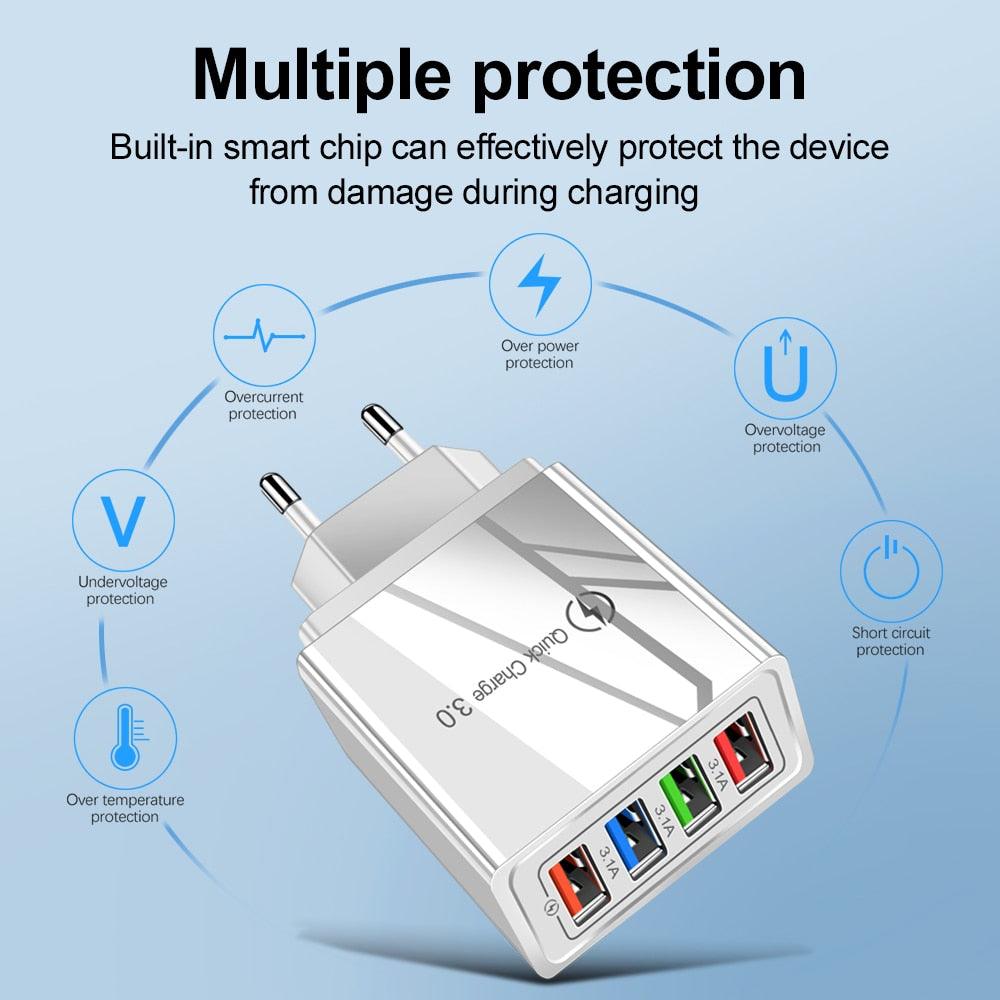 EU/US Plug USB Charger Quick Charge 3.0 For Phone Adapter for iPhone 12 Pro Max Tablet Portable Wall Mobile Charger Fast Charger - YOURISHOP.COM