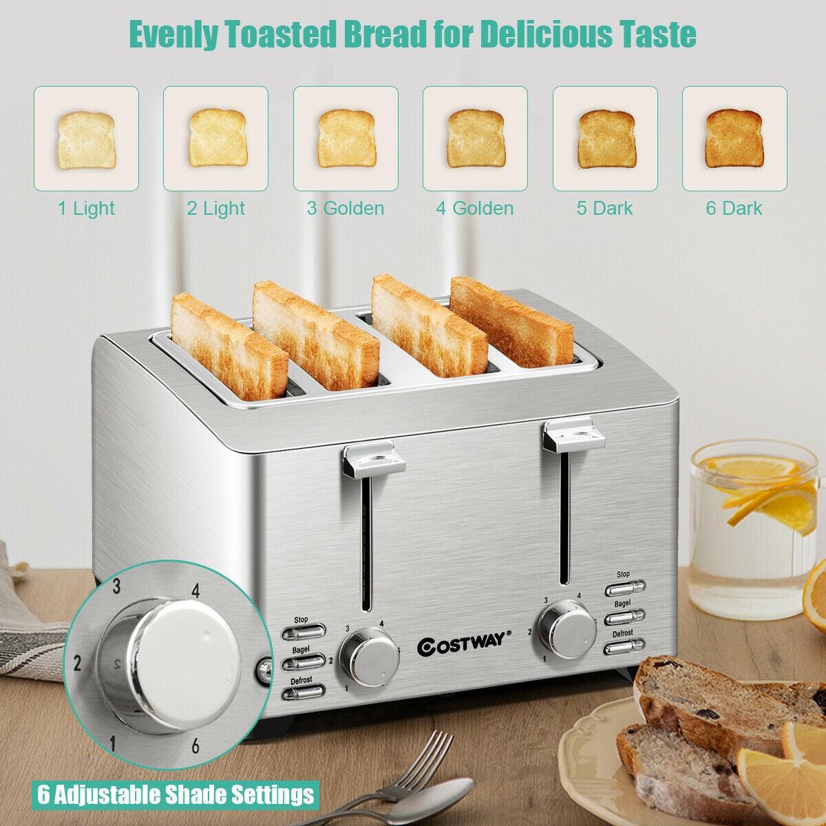 Extra-Wide Slot Stainless Steel 4 Slice Toaster 36405729 - YOURISHOP.COM