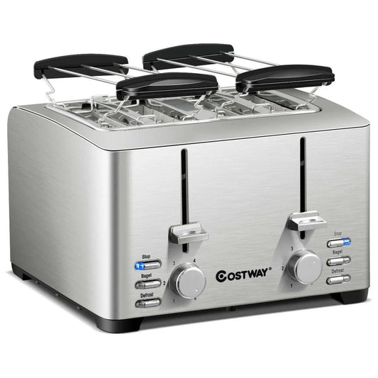 Extra-Wide Slot Stainless Steel 4 Slice Toaster 36405729 - YOURISHOP.COM