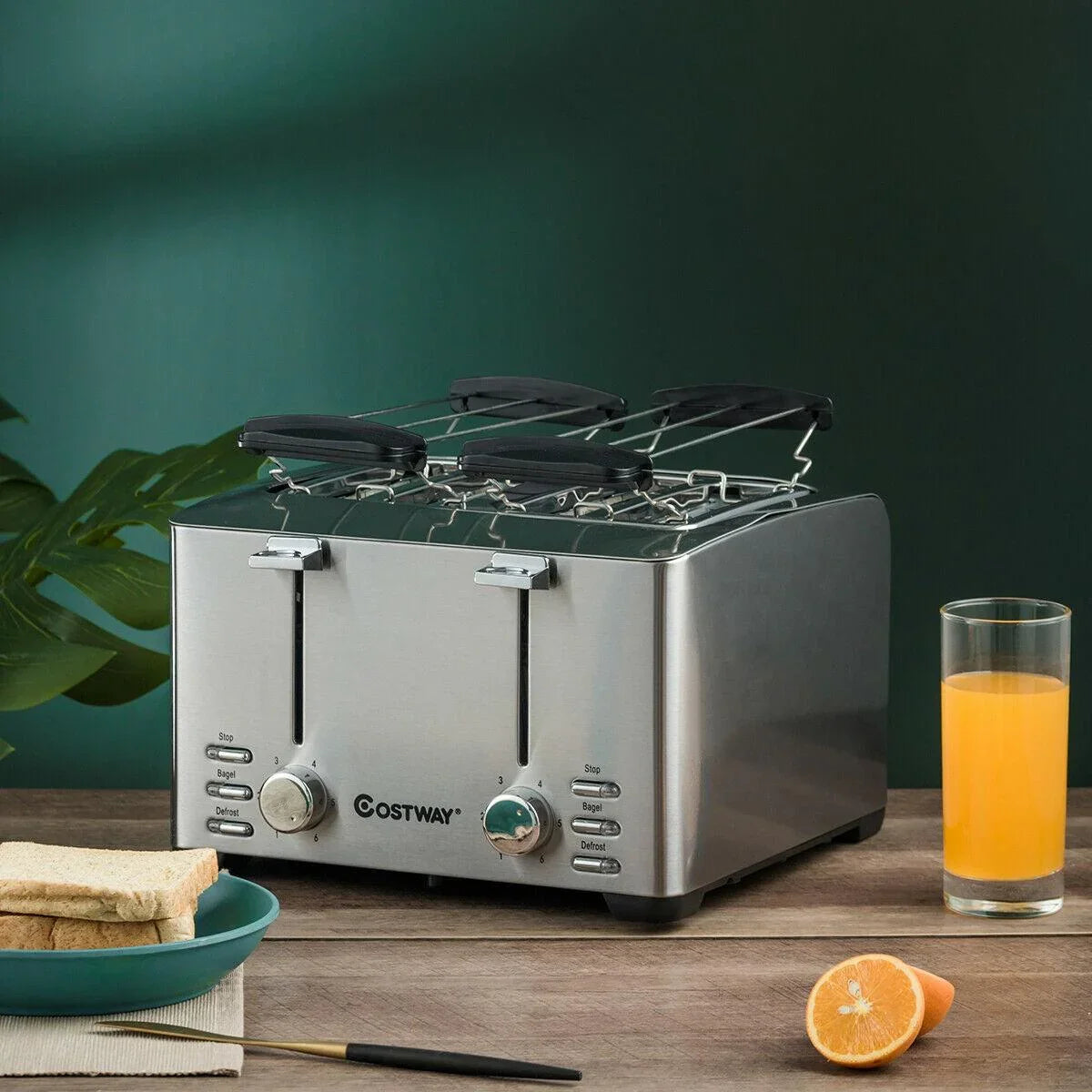 Extra-Wide Slot Stainless Steel 4 Slice Toaster 36405729 - YOURISHOP.COM