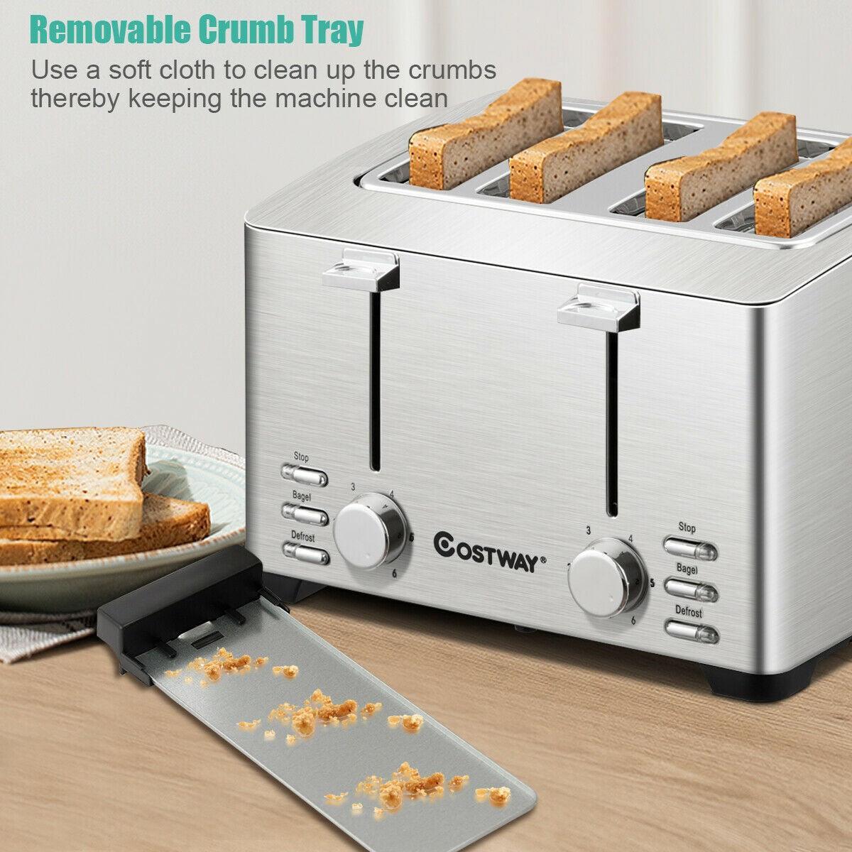 Extra-Wide Slot Stainless Steel 4 Slice Toaster 36405729 - YOURISHOP.COM