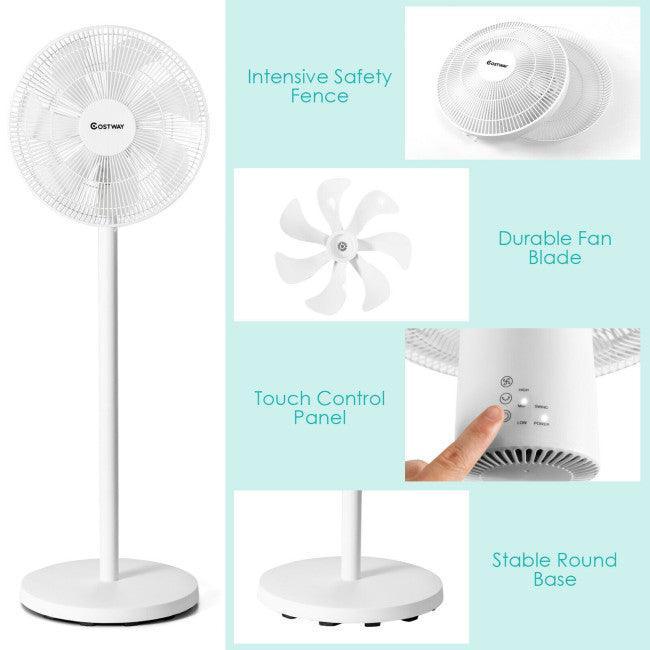Fan 87190654: 16 Inch Oscillating Pedestal 3-Speed Adjustable Height Fan with Remote Control - YOURISHOP.COM