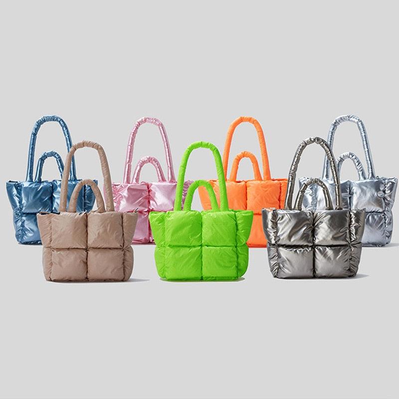 Fashion Large Tote Padded Handbags Designer Quilted Women Shoulder Bags Luxury Nylon Down Cotton Crossbody Bag Winter Purse 2022 - YOURISHOP.COM