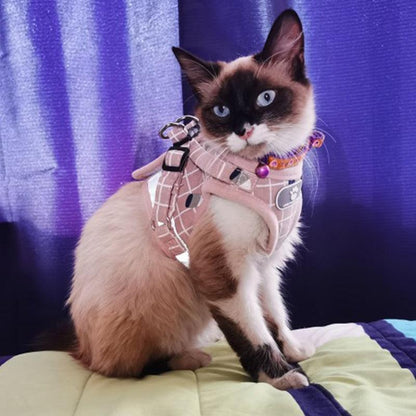 Fashion Plaid Cat Harnesses for Cats Summer Mesh Pet Harness and Leash Set Katten Kitty Mascotas Products for Gotas Accessories - YOURISHOP.COM