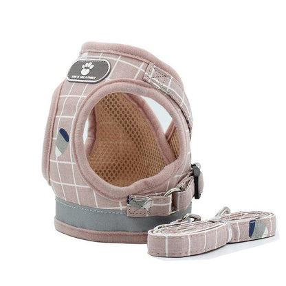 Fashion Plaid Cat Harnesses for Cats Summer Mesh Pet Harness and Leash Set Katten Kitty Mascotas Products for Gotas Accessories - YOURISHOP.COM