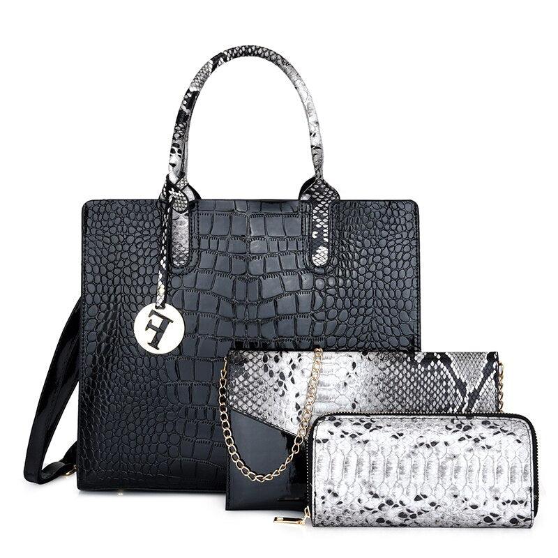 Fashion Sequined Letter Tassel Handbag for Women High Quality Serpentine Patent Leather Travel Shoulder Crossbody Bag Female Sac - YOURISHOP.COM
