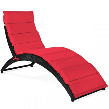 Folding Patio Rattan HW6,Portable Lounge Chair Chaise with Cushion - YOURISHOP.COM