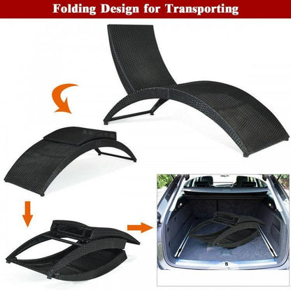 Folding Patio Rattan HW6,Portable Lounge Chair Chaise with Cushion - YOURISHOP.COM