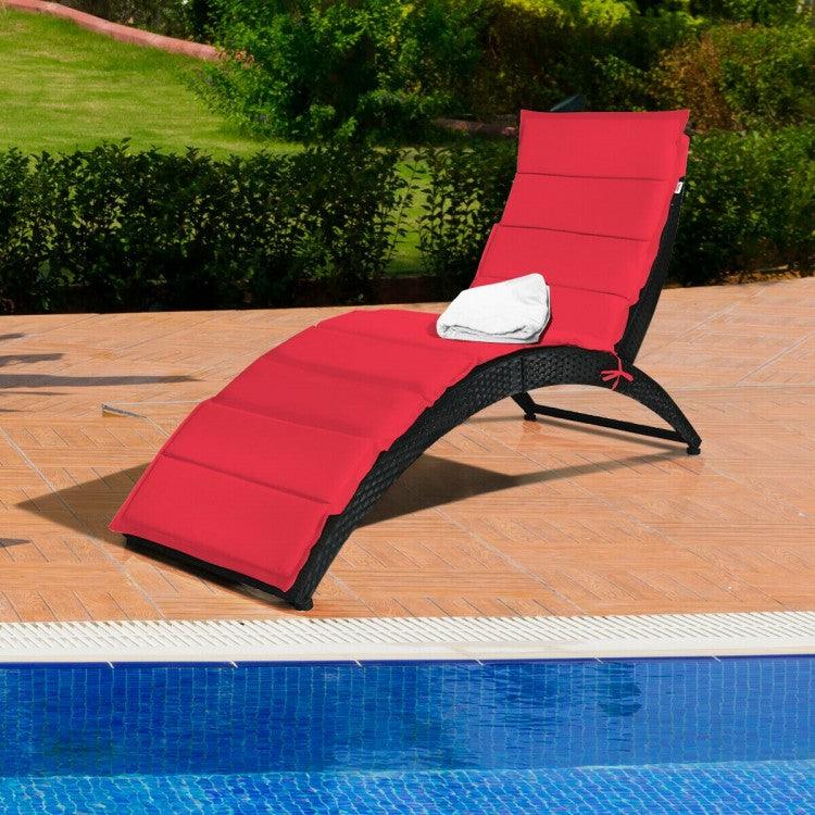 Folding Patio Rattan HW6,Portable Lounge Chair Chaise with Cushion - YOURISHOP.COM