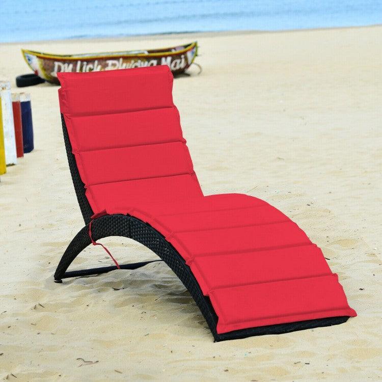 Folding Patio Rattan HW6,Portable Lounge Chair Chaise with Cushion - YOURISHOP.COM