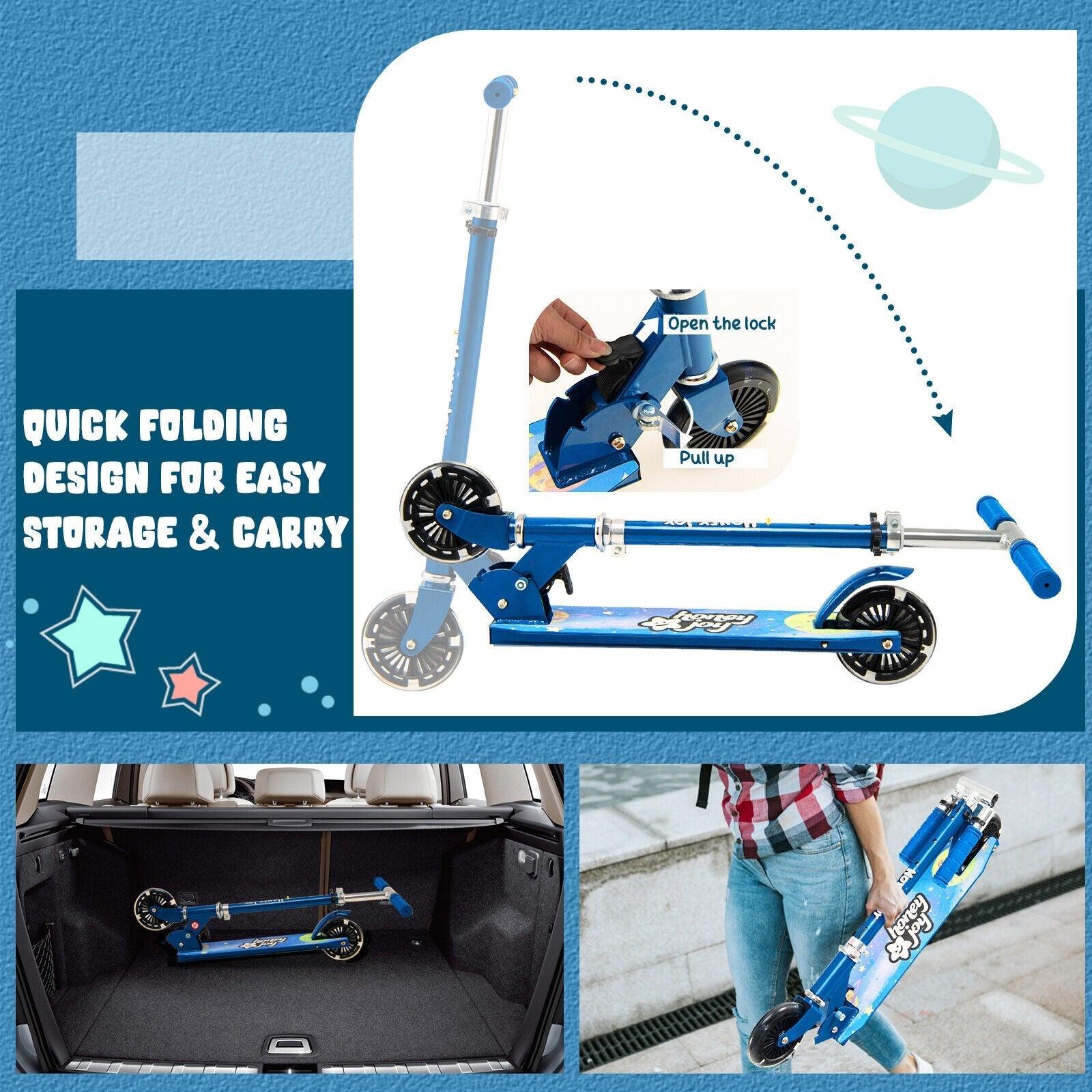 Folding Scooter 32601895 with 2 Flashing Wheels,Adjustable Height Kids Toy Kick - YOURISHOP.COM