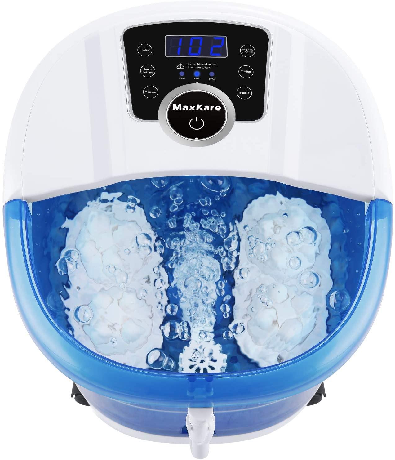 Foot Spa xkam-spahq1，6 in 1 Motorized Bath Massager，3 Speed Frequency Conversion，Heat & Bubbles & Automatic Massager - YOURISHOP.COM