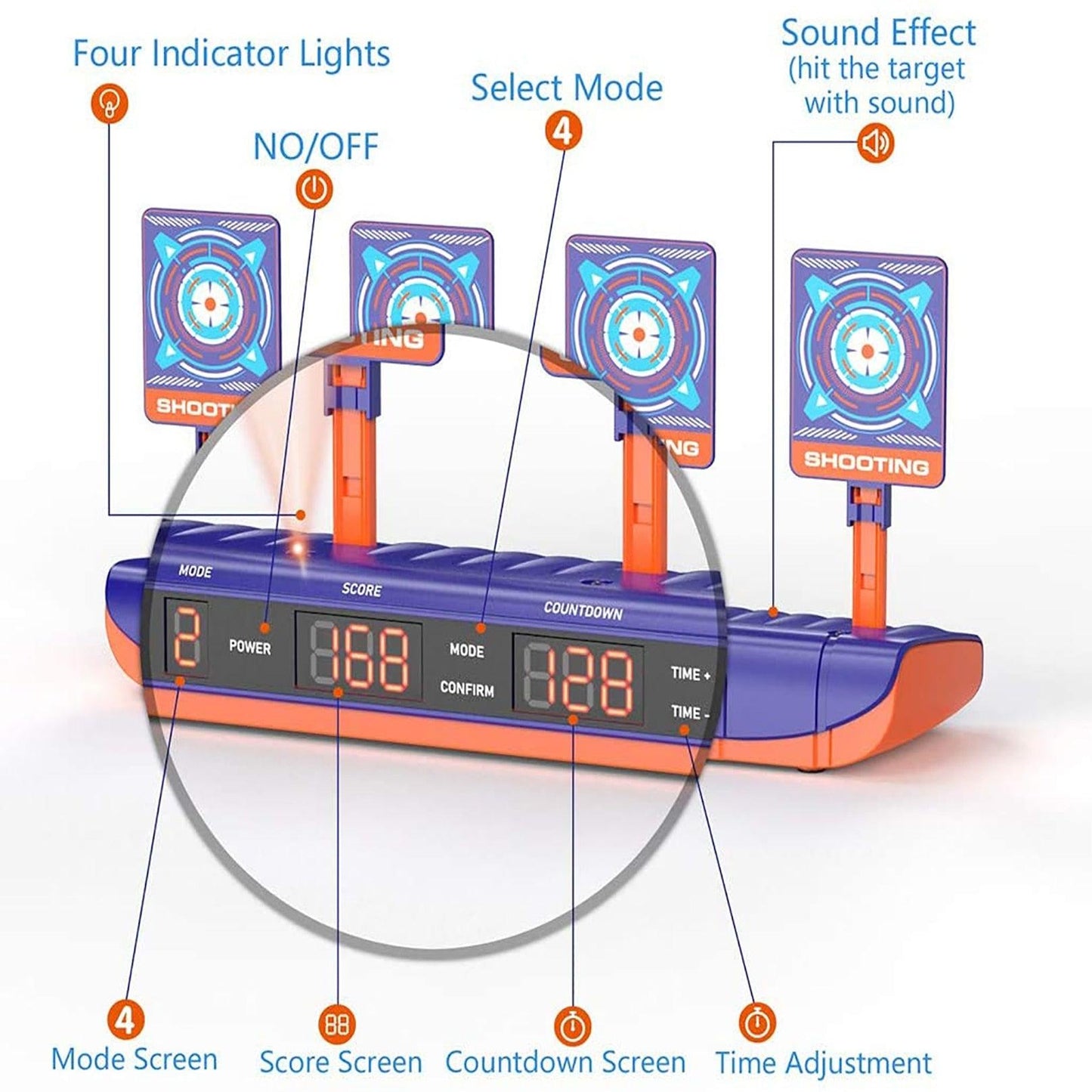 For Nerf Guns Bullets Auto Reset Electric Shooting Target Accessories Kids Sound Light Shooting Game toys High Precision Scoring - YOURISHOP.COM