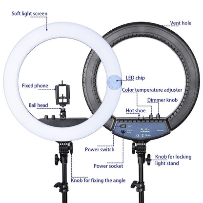 FOSOTO RL-18II Led Ring Light 18 Inch Ring Lamp 55W Ringlight Photography Lamp With Tripod Stand For Phone Makeup Youtube Tiktok - YOURISHOP.COM