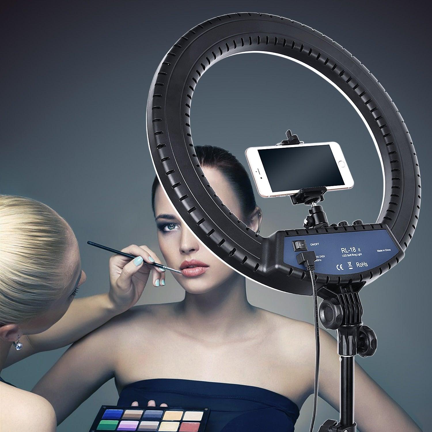 FOSOTO RL-18II Led Ring Light 18 Inch Ring Lamp 55W Ringlight Photography Lamp With Tripod Stand For Phone Makeup Youtube Tiktok - YOURISHOP.COM