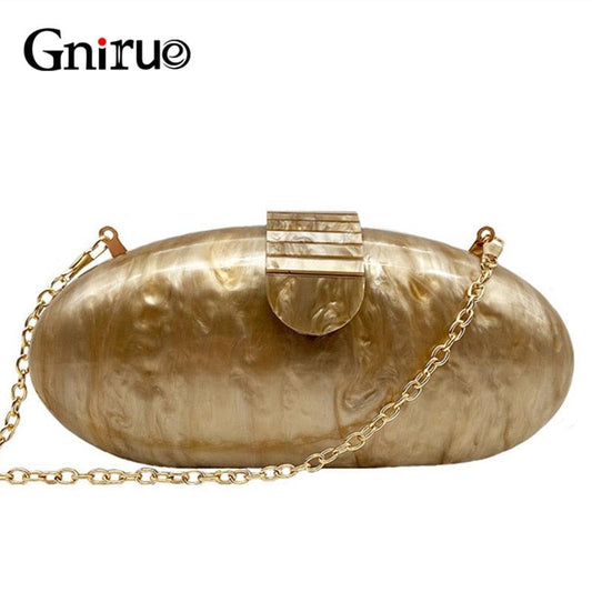 Gnirue Brand Fashion Wallet Women Acrylic Cute Long Round Evening Bag Woman Solid Marble Luxury Party Prom Handbag Casual Clutch - YOURISHOP.COM