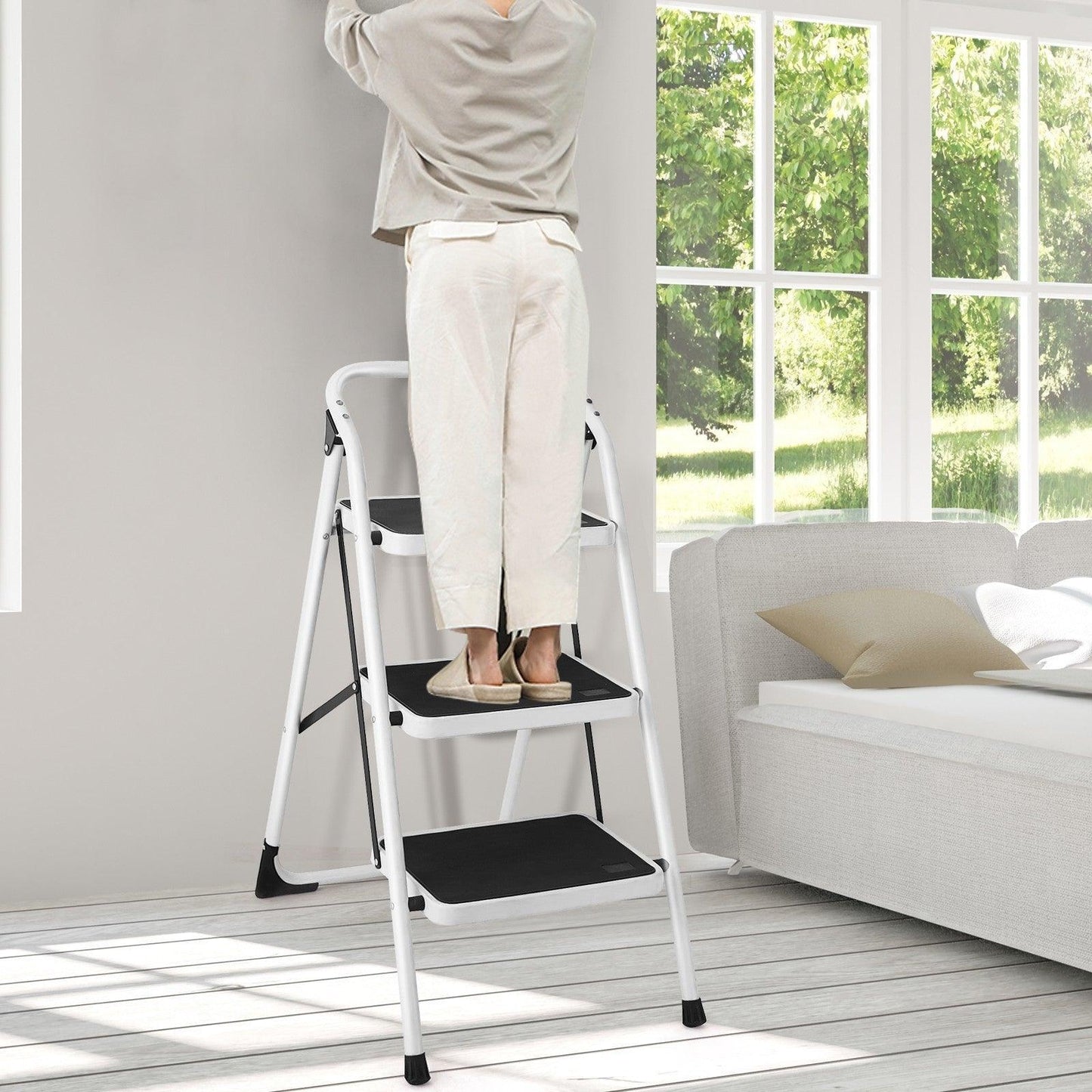 HD 3 Step Ladder Platform Lightweight Folding Stool 78265940 - YOURISHOP.COM