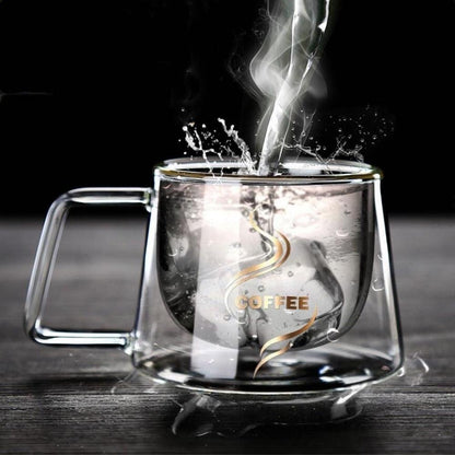 Heat Insulation Glass Coffee Mug, Double Wall Glass Coffee Tea Cups Drinkware Milk, 6.8oz/200ml Espresso Coffee Milk Latte Cup - YOURISHOP.COM
