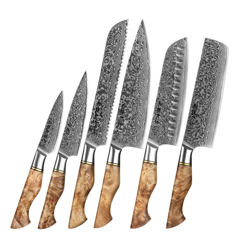HEZHEN Kitchen Knife Set 1-7PC Damascus Steel knives Chef Knife Kitchen Accessories Professional Chef knives Cooking Tools - YOURISHOP.COM