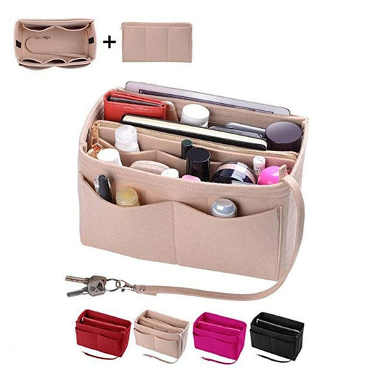HHYUKIMI Brand Make up Organizer Felt Insert Bag For Handbag Travel Inner Purse Portable Cosmetic Bags Fit Various Brand Bags - YOURISHOP.COM