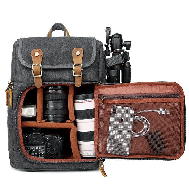 High Capacity Batik Canvas Fabric Photography Bag Outdoor Waterproof Camera Shoulders Backpack for Canon Nikon Sony DSLR SLR - YOURISHOP.COM