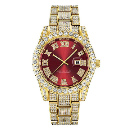 Hip Hop Full Iced Out Mens Watches Luxury Date Quartz Wrist Watches With Micropaved Cubic Zircon Watch For Women Men Jewelry - YOURISHOP.COM
