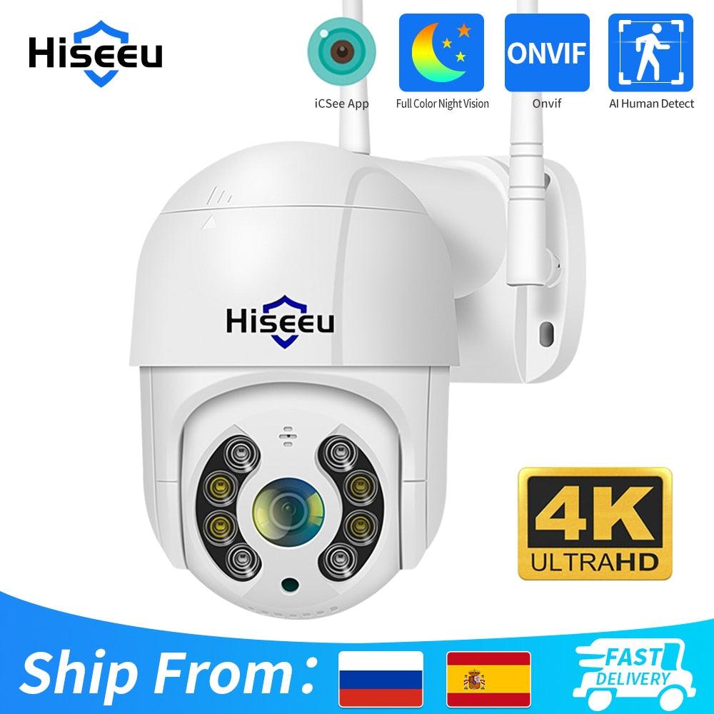 Hiseeu 8MP 4K WIFI IP Camera Outdoor Security Night Vision 1080P 3MP 5MP Wireless Video Surveillance Cameras Human Detect iCsee - YOURISHOP.COM