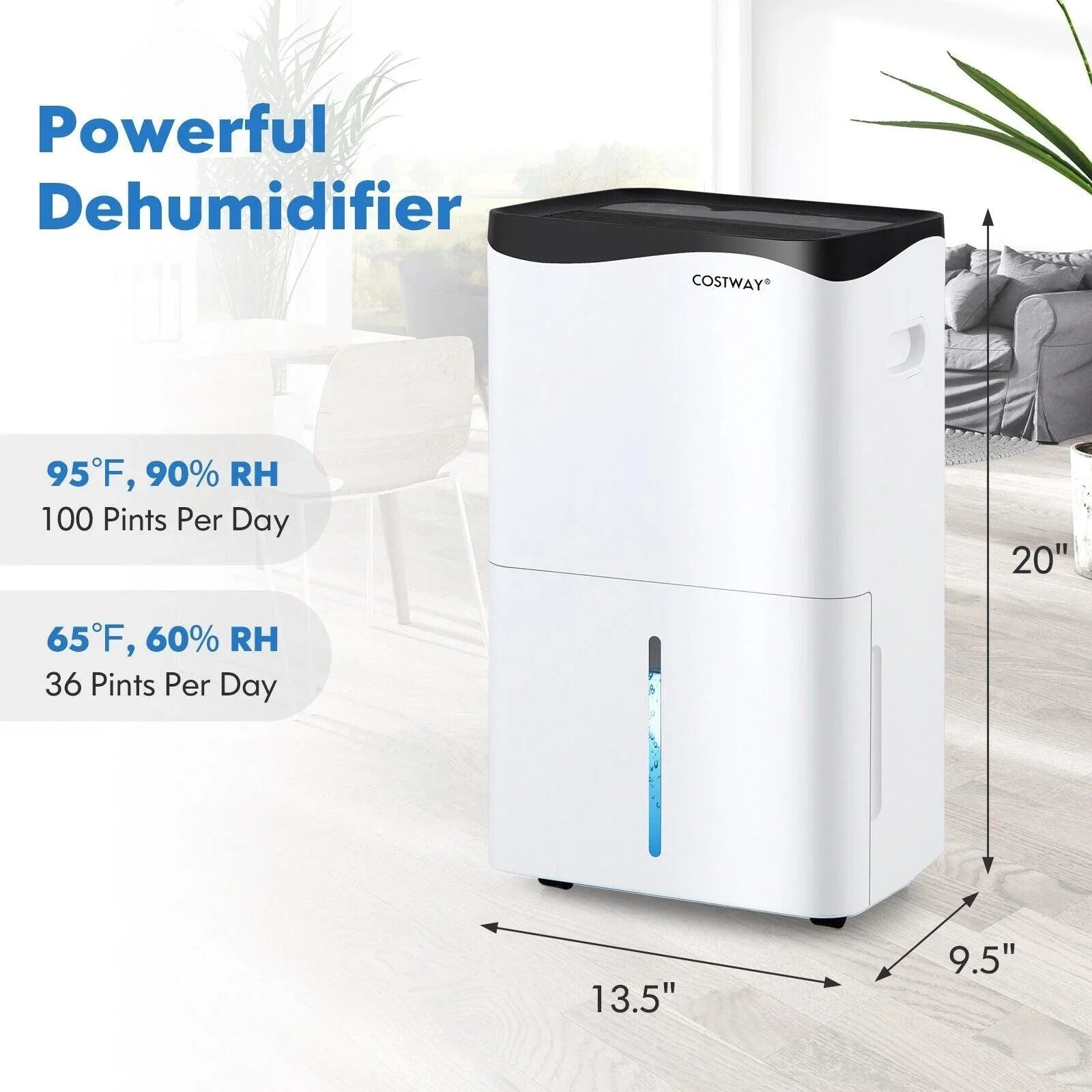 Home 100-Pint Dehumidifier ES10106US-WH,with Smart App and Alexa Control for Home and Basements - YOURISHOP.COM