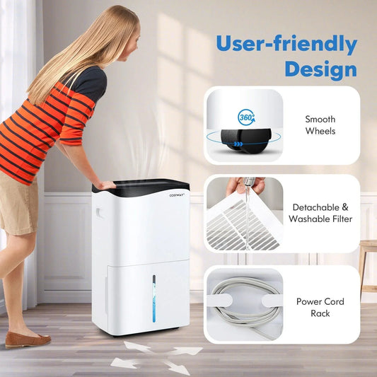 Home 100-Pint Dehumidifier ES10106US-WH,with Smart App and Alexa Control for Home and Basements - YOURISHOP.COM