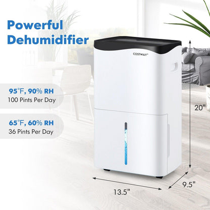 Home 100-Pint Dehumidifier ES10106US-WH,size