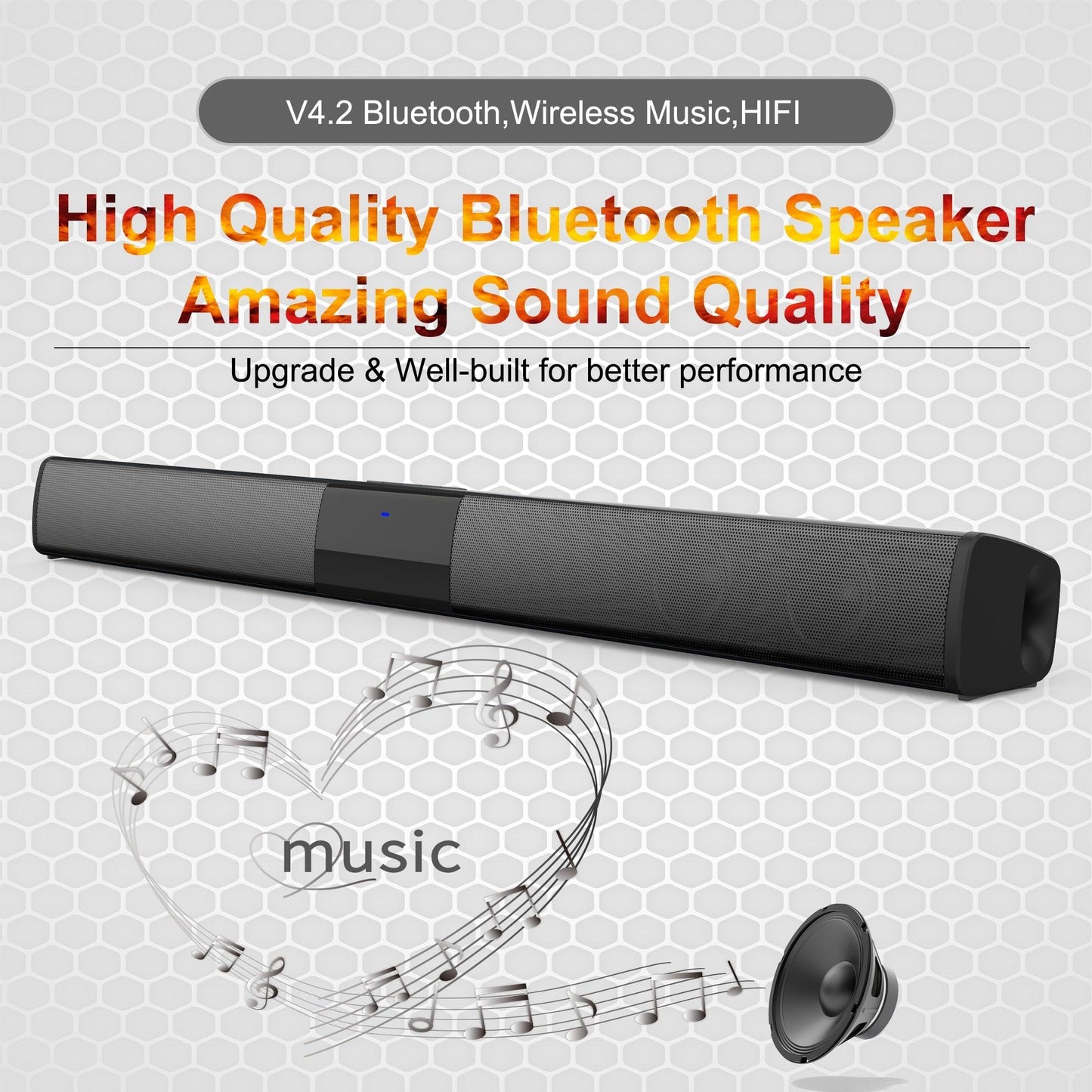 Home Theater HIFI Portable Wireless Bluetooth Speakers Column Stereo Bass Sound bar FM Radio USB Subwoofer for Computer TV Phone - YOURISHOP.COM