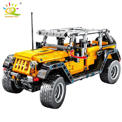 HUIQIBAO 601pcs Off-Road Vehicle Building Block Pull Back Car Bricks Tech MOC Creative Mechanical City Children Toy For Boy - YOURISHOP.COM