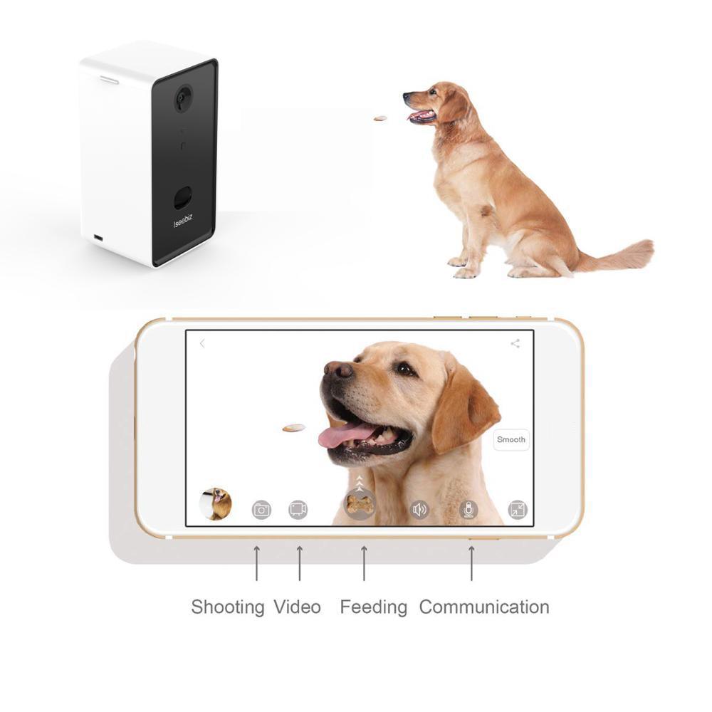 Iseebiz Dog Camera Treat Dispenser Automatic Pet Feeder WiFi Remote Pet Camera with Two-Way Audio and Night Vision Compatible - YOURISHOP.COM