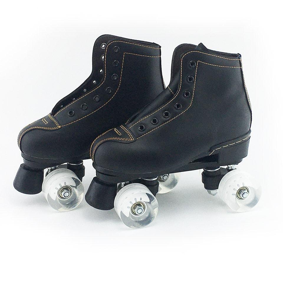 Japy Artificial Leather Roller Skates Double Line Skates Women Men Adult Two Line Skating Shoes Patines With White PU 4 Wheels - YOURISHOP.COM