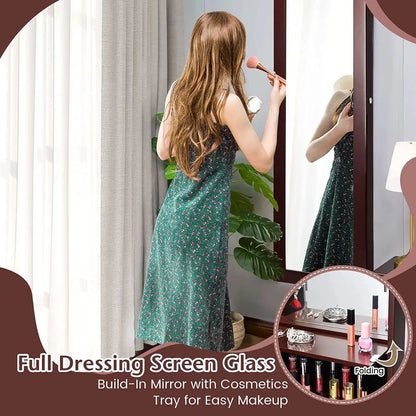 Jewelry Cabinet JV10086,Lockable Wall Door Mounted Mirror with LED Lights - YOURISHOP.COM