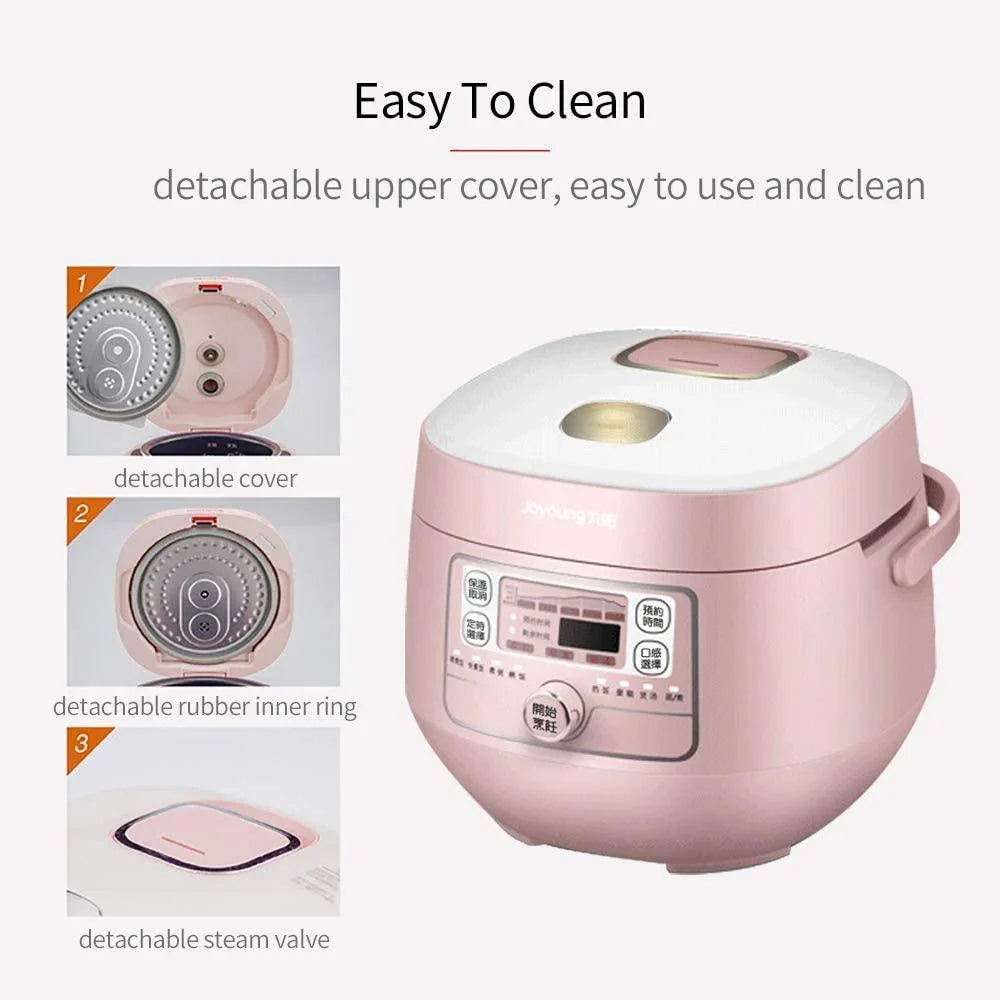 Joyoung Rice Cooker JYF-20FS987M, Mini Multi-use with Timer, 2L, Pink - YOURISHOP.COM