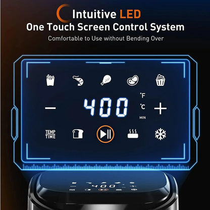 K45-VF-571: JOYOUNG Air Fryer, LED One Touch Screen,8 in 1, 4.8Qt Air Fryer, 93% less fat, Hot Oven Cooker with ℃ to ℉ Switch, Nonstick Basket, Black - YOURISHOP.COM