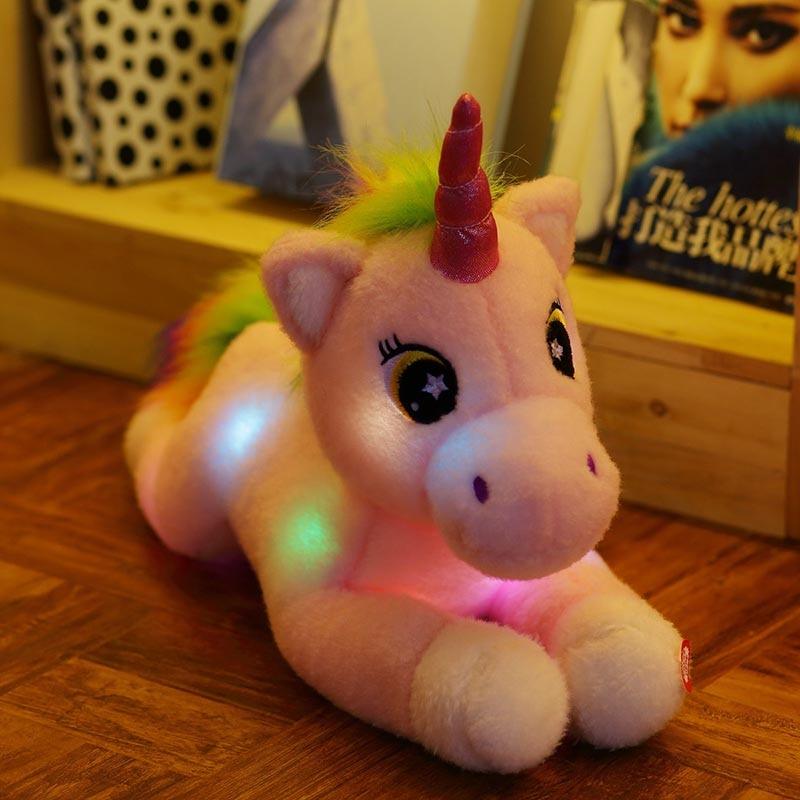 Kawaii 50CM Led Light Colourful Unicorn Plush Toy The Tail of the Rainbow Glowing Soft Present for Children Surprised Derocation - YOURISHOP.COM