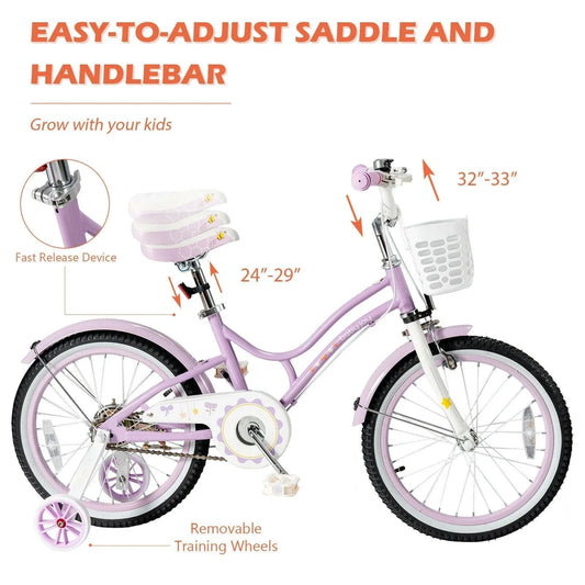 Kids Adjustable Bike TY327932, 18 Inch with Training Wheels - YOURISHOP.COM