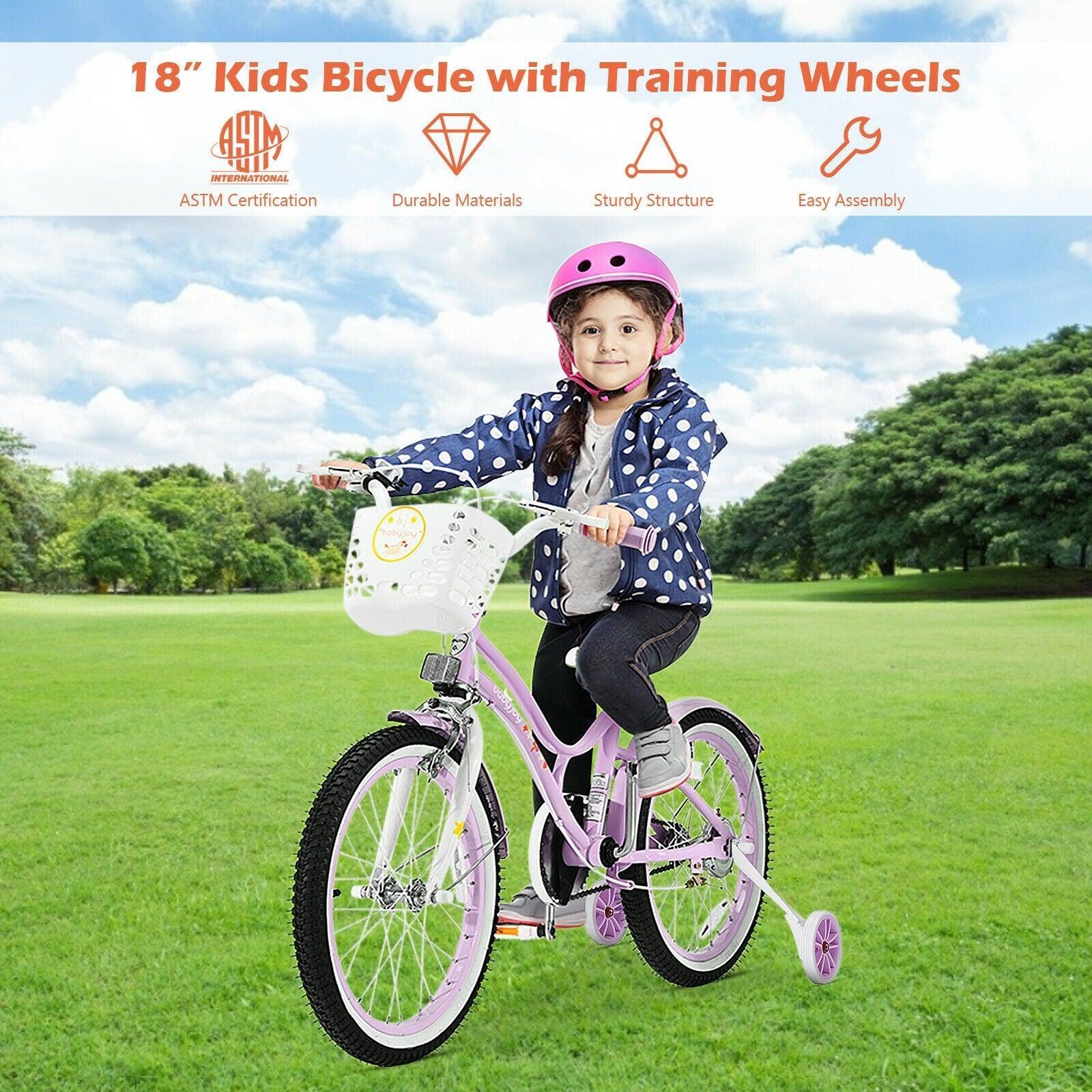 Kids Adjustable Bike TY327932, 18 Inch with Training Wheels - YOURISHOP.COM