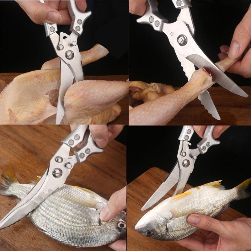 Kitchen Powerful Chicken Bone Scissors Chicken Duck Fish Cutter Shears Stainless Steel Scissors Scale Clean Cook Scissors Knife - YOURISHOP.COM