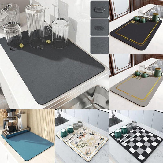 Kitchen Super Absorbent Pad Diatomite Drying Dishes Drain Mat for Kitchen Sink Countertop Protector Placemat for Bathroom Mat - YOURISHOP.COM