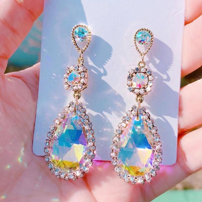 Korean Elegant Luxury Waterdrop Crystal Temperament Dangle Earrings For Women Fashion Pearl Party Boucle D&#39;oreilles - YOURISHOP.COM