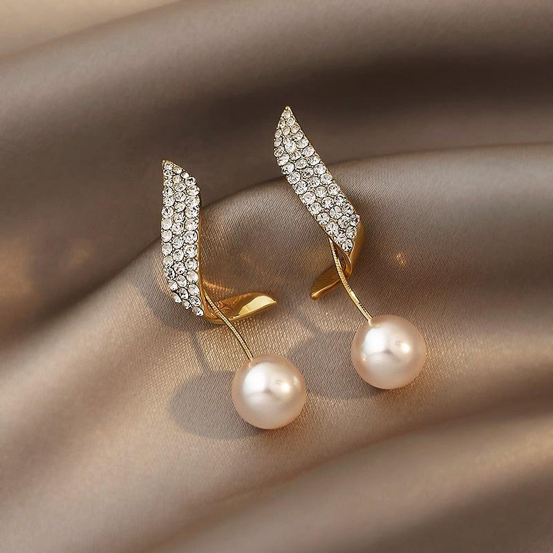 Korean Fashion Geometric Metal Pearl Pendant Drop Earrings For Woman 2021 Gothic Girl&#39;s Elegant Jewelry Wedding Set Accessories - YOURISHOP.COM