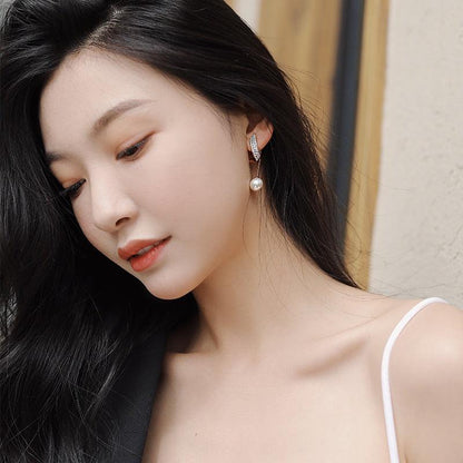 Korean Fashion Geometric Metal Pearl Pendant Drop Earrings For Woman 2021 Gothic Girl&#39;s Elegant Jewelry Wedding Set Accessories - YOURISHOP.COM